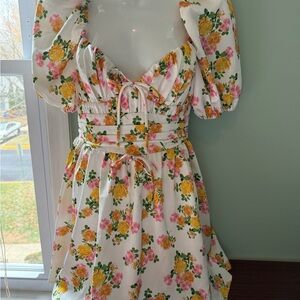 For Love And Lemons White Floral Mini Dress